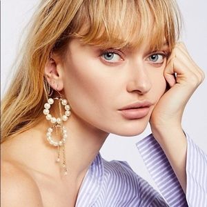 Free People Baroque Pearl Double Hoop Earrings